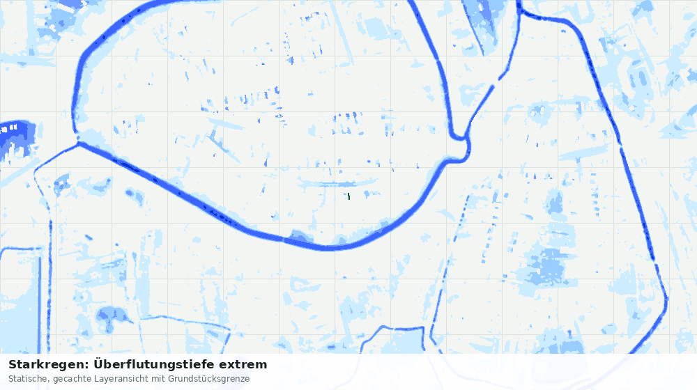 Statische Kartenansicht: Starkregen: Überflutungstiefe extrem