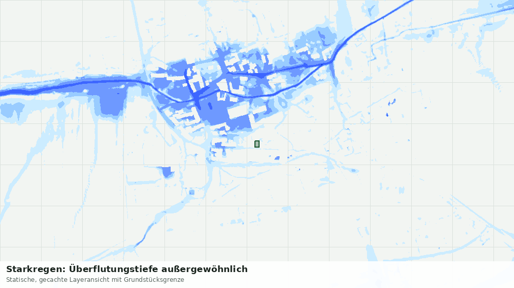 Statische Kartenansicht: Starkregen: Überflutungstiefe außergewöhnlich