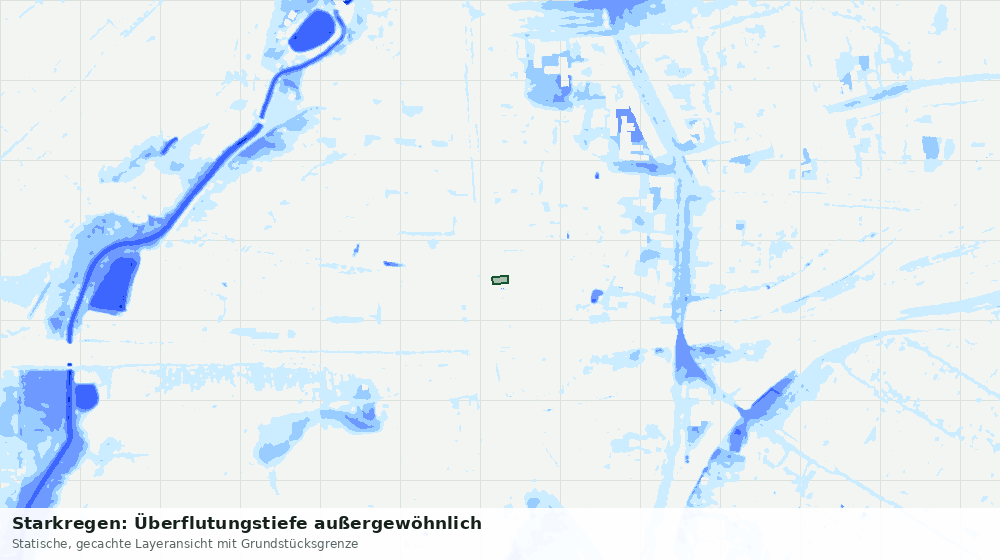 Statische Kartenansicht: Starkregen: Überflutungstiefe außergewöhnlich