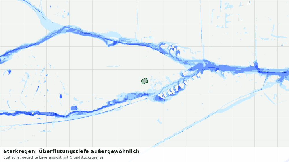 Statische Kartenansicht: Starkregen: Überflutungstiefe außergewöhnlich
