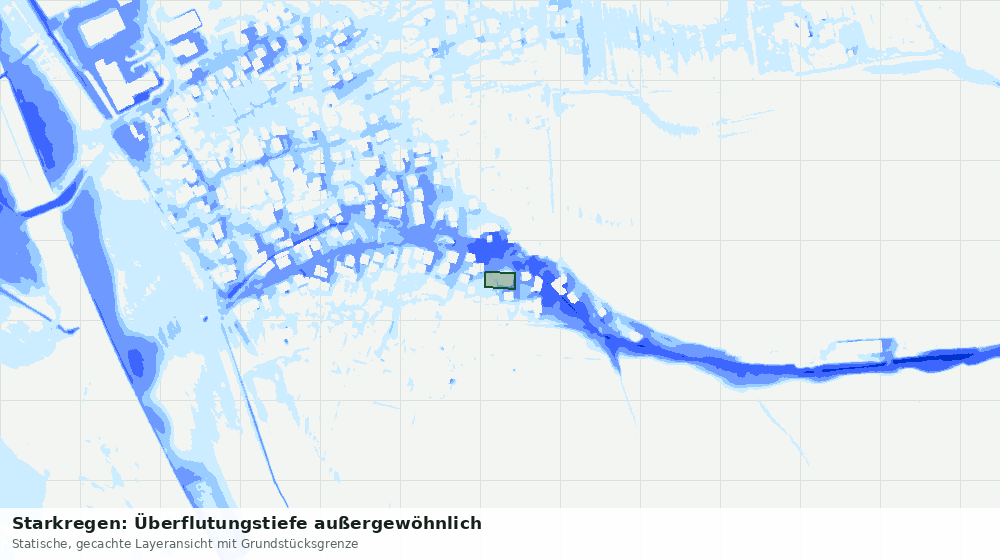 Statische Kartenansicht: Starkregen: Überflutungstiefe außergewöhnlich