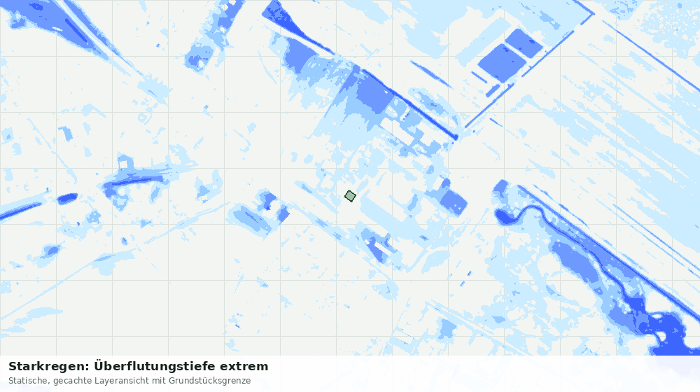 Statische Kartenansicht: Starkregen: Überflutungstiefe extrem