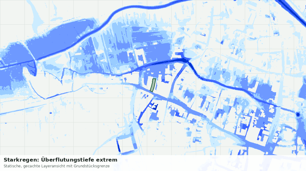 Statische Kartenansicht: Starkregen: Überflutungstiefe extrem