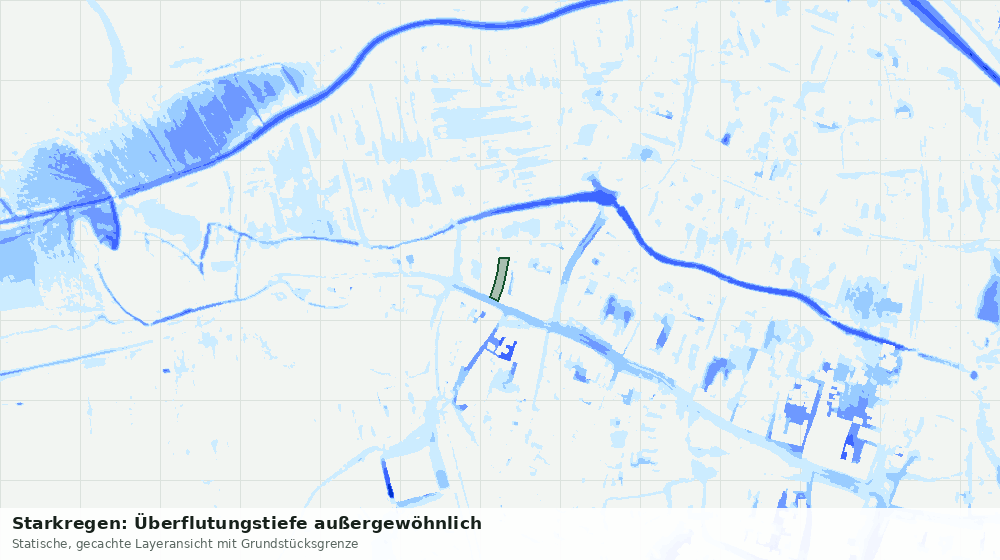 Statische Kartenansicht: Starkregen: Überflutungstiefe außergewöhnlich