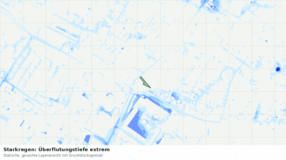 Statische Kartenansicht: Starkregen: Überflutungstiefe extrem
