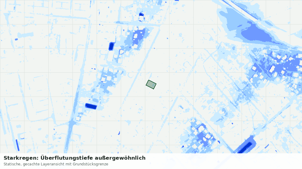 Statische Kartenansicht: Starkregen: Überflutungstiefe außergewöhnlich