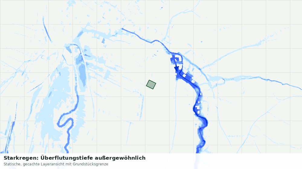 Statische Kartenansicht: Starkregen: Überflutungstiefe außergewöhnlich