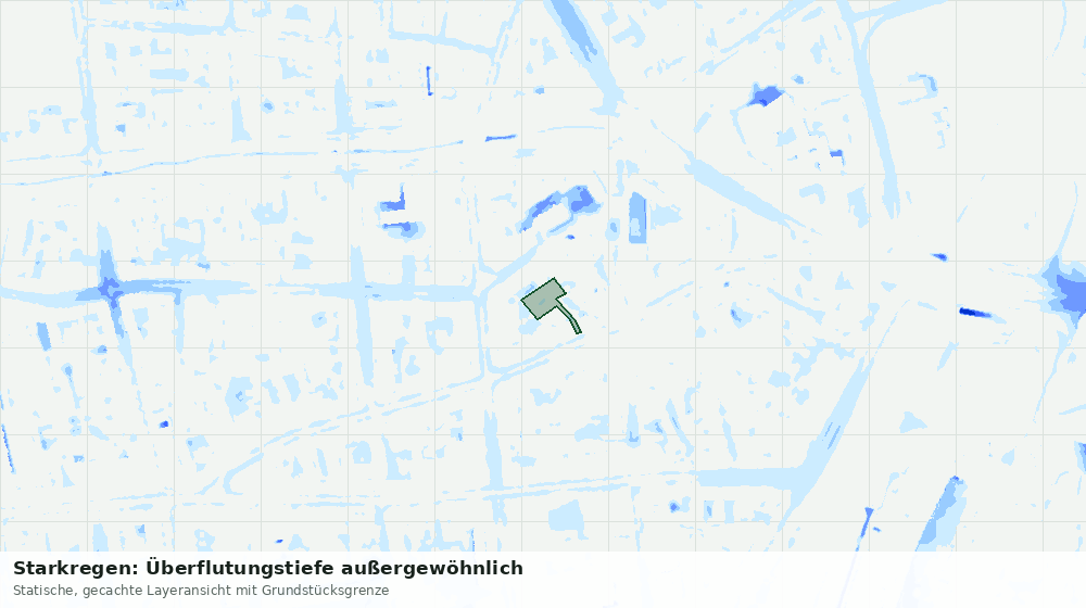 Statische Kartenansicht: Starkregen: Überflutungstiefe außergewöhnlich