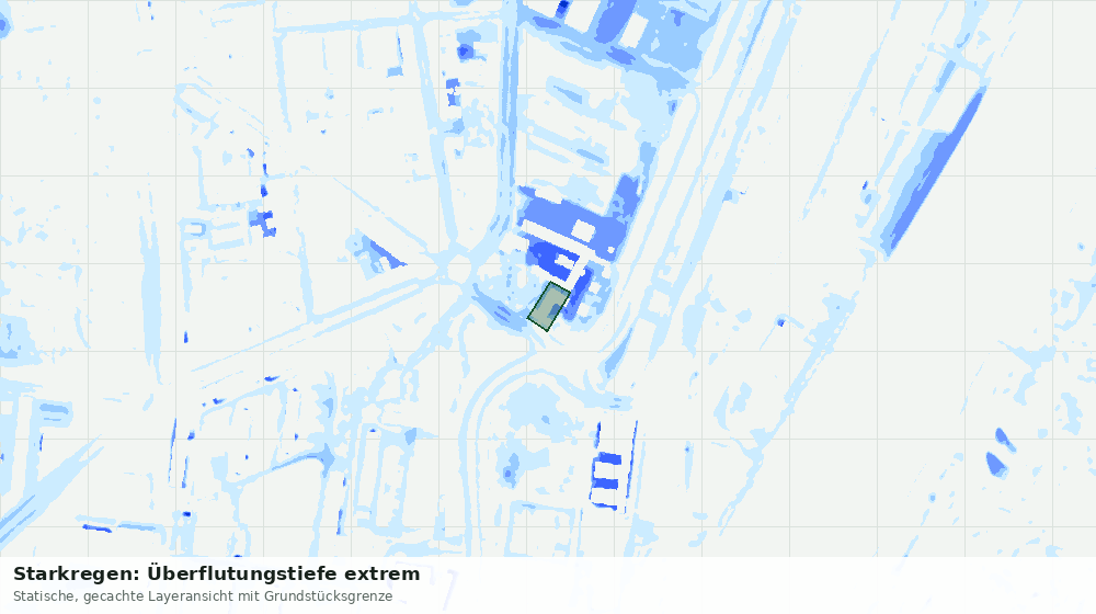 Statische Kartenansicht: Starkregen: Überflutungstiefe extrem