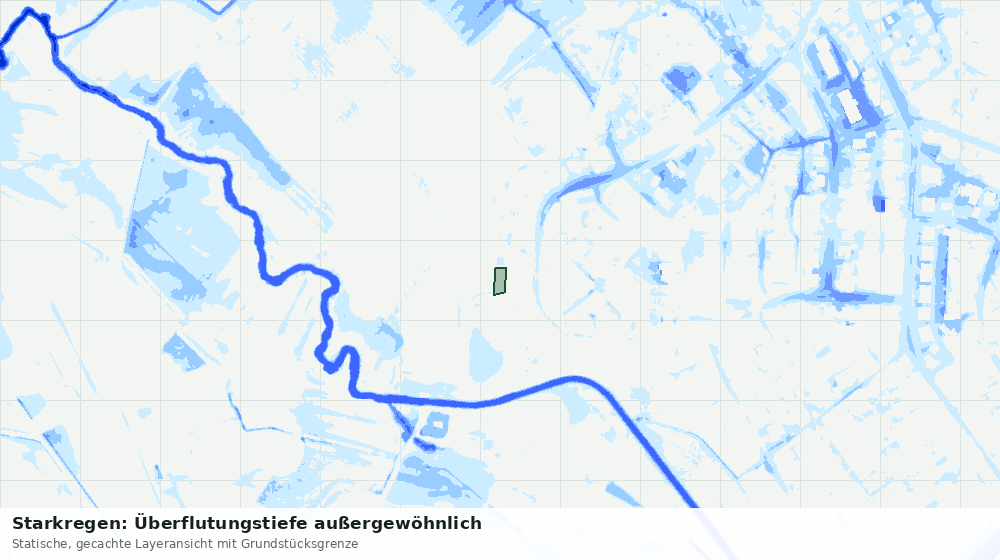 Statische Kartenansicht: Starkregen: Überflutungstiefe außergewöhnlich