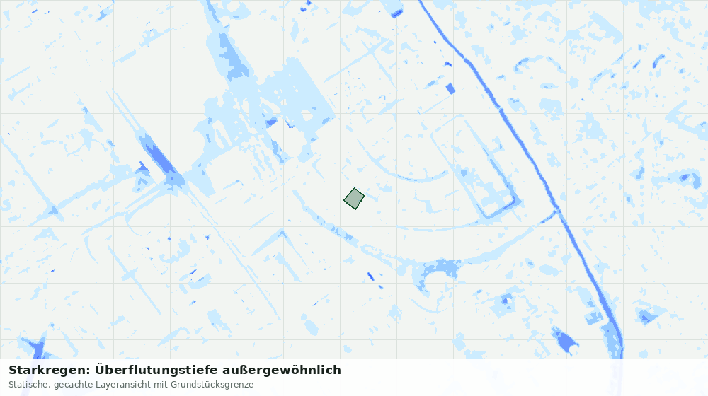 Statische Kartenansicht: Starkregen: Überflutungstiefe außergewöhnlich