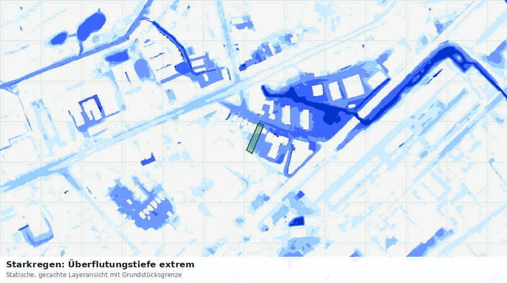 Statische Kartenansicht: Starkregen: Überflutungstiefe extrem