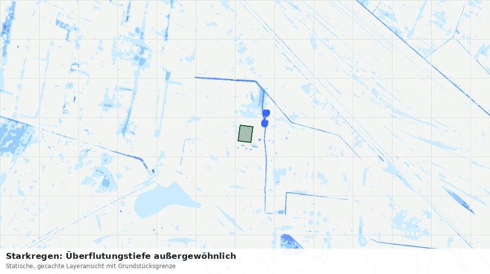 Statische Kartenansicht: Starkregen: Überflutungstiefe außergewöhnlich