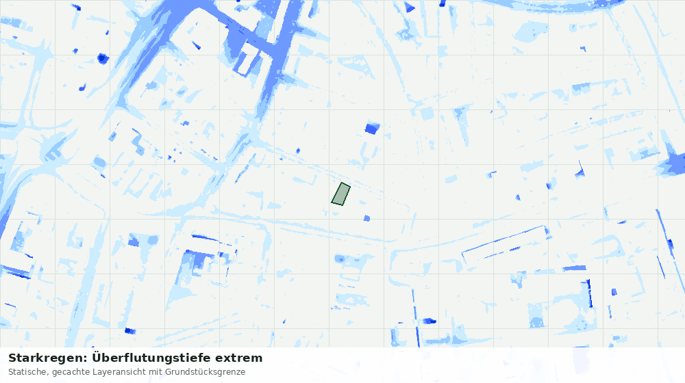 Statische Kartenansicht: Starkregen: Überflutungstiefe extrem