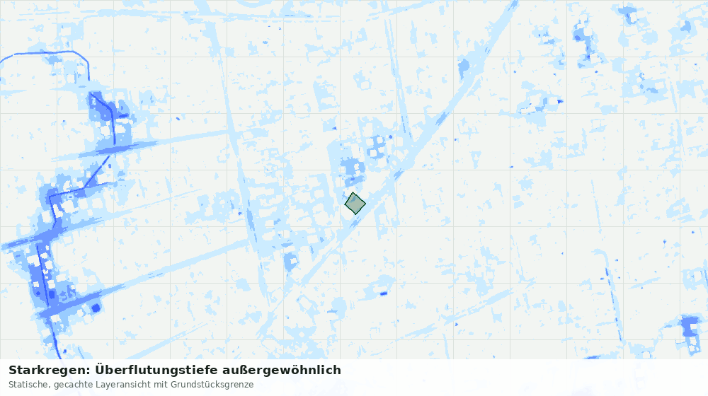 Statische Kartenansicht: Starkregen: Überflutungstiefe außergewöhnlich