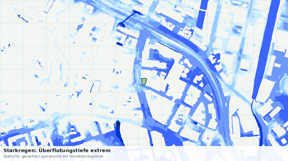 Statische Kartenansicht: Starkregen: Überflutungstiefe extrem