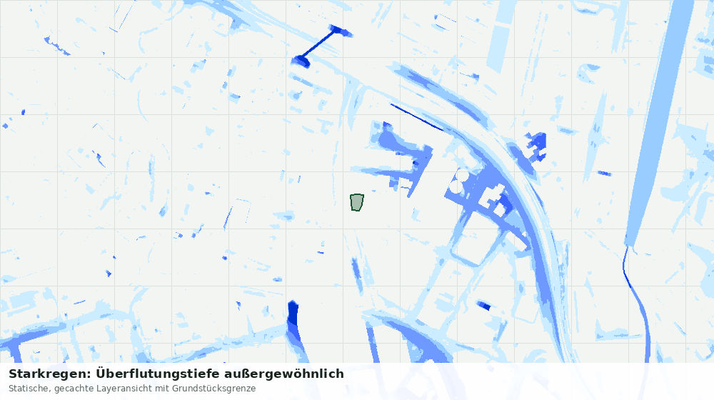 Statische Kartenansicht: Starkregen: Überflutungstiefe außergewöhnlich