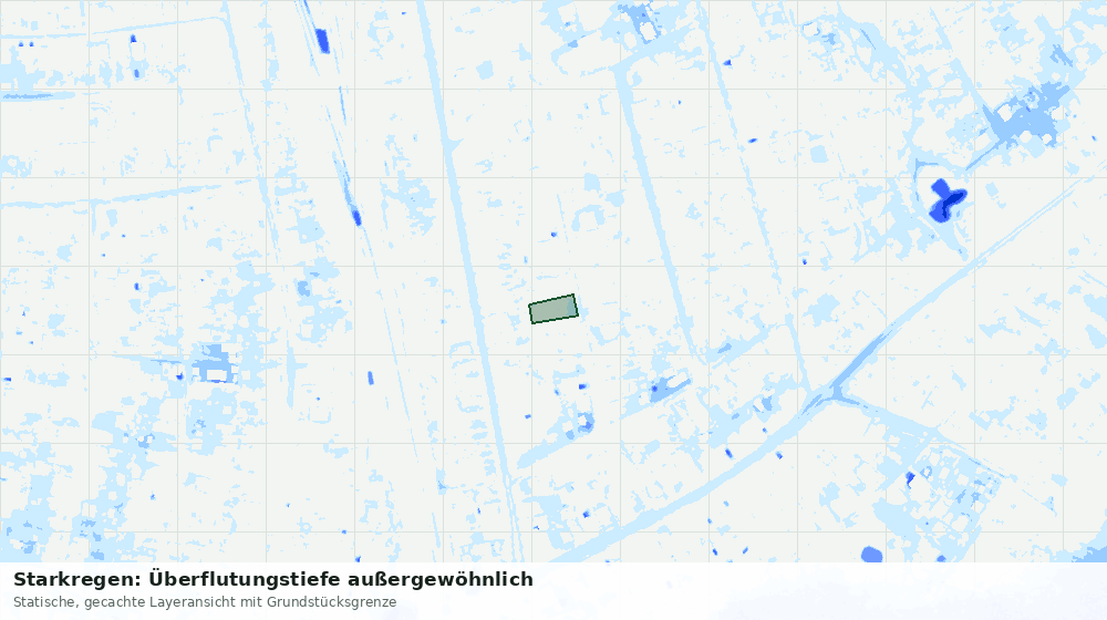 Statische Kartenansicht: Starkregen: Überflutungstiefe außergewöhnlich