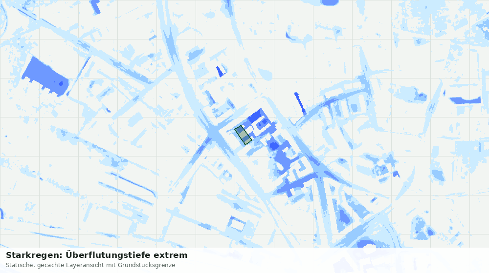 Statische Kartenansicht: Starkregen: Überflutungstiefe extrem