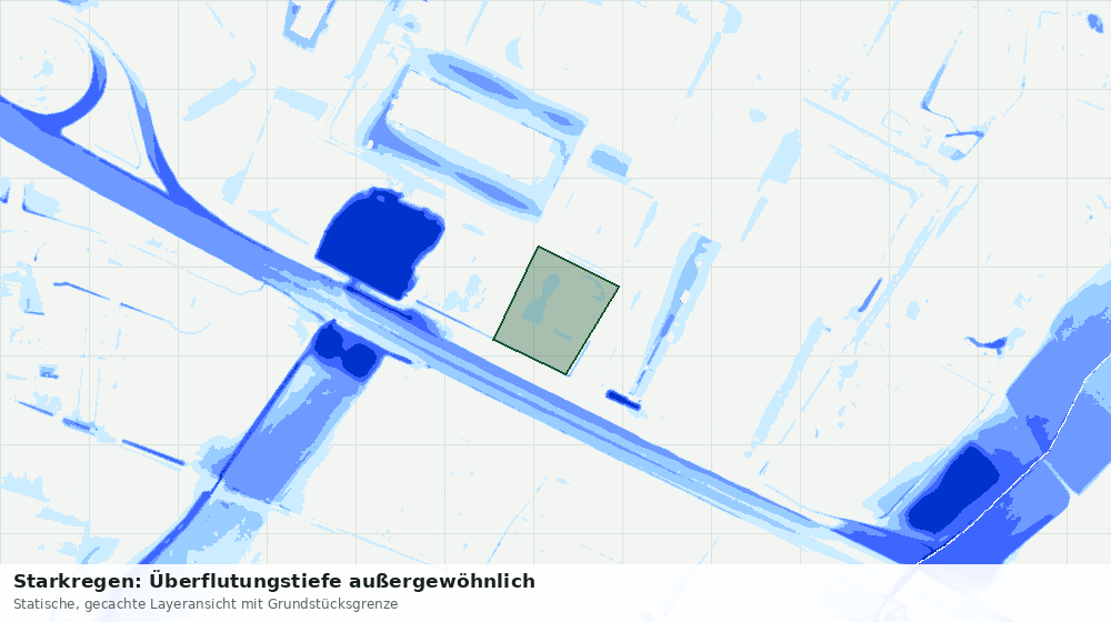 Statische Kartenansicht: Starkregen: Überflutungstiefe außergewöhnlich