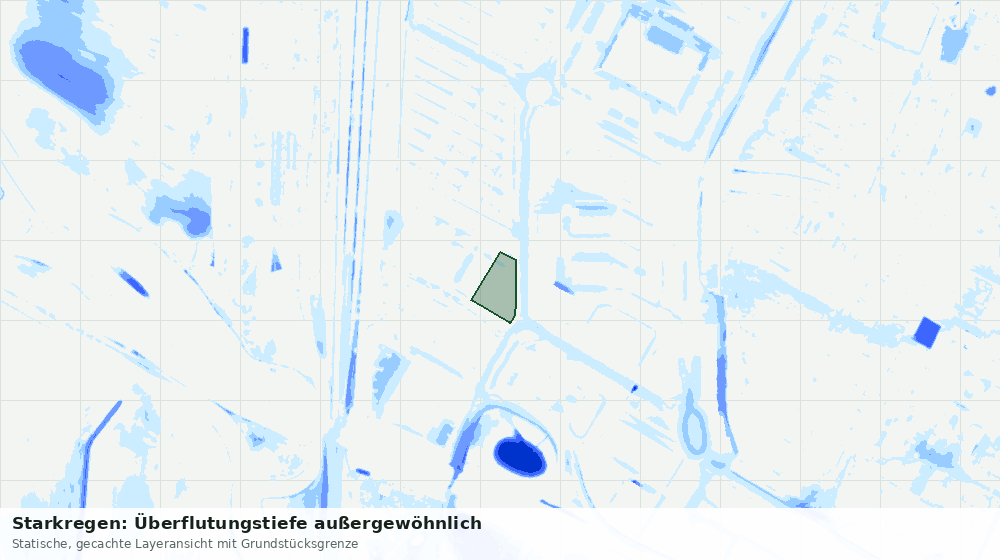 Statische Kartenansicht: Starkregen: Überflutungstiefe außergewöhnlich