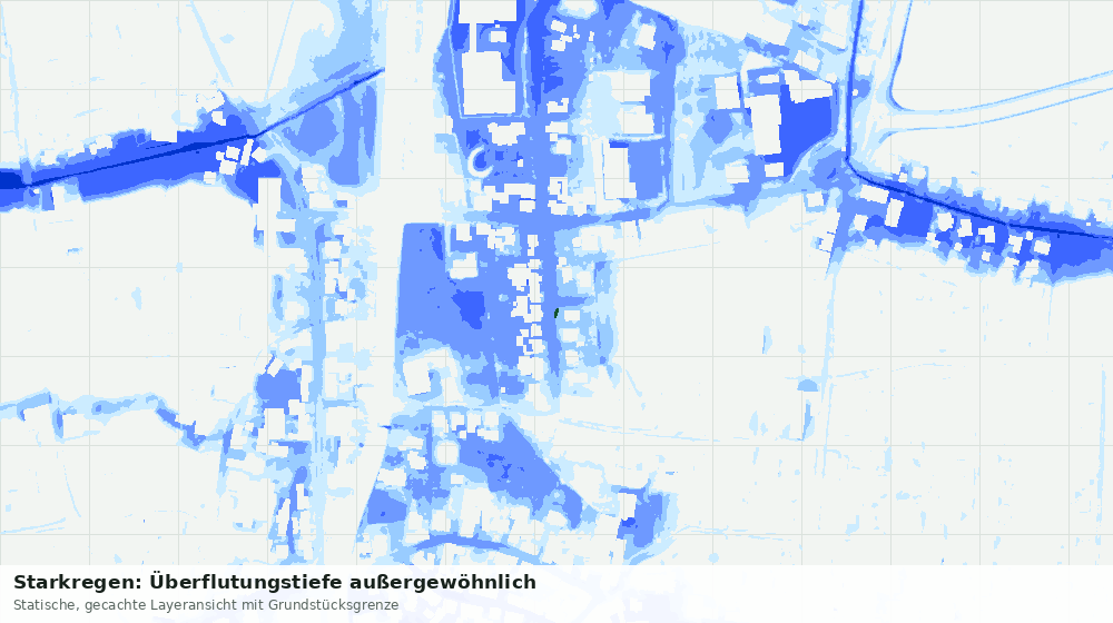 Statische Kartenansicht: Starkregen: Überflutungstiefe außergewöhnlich