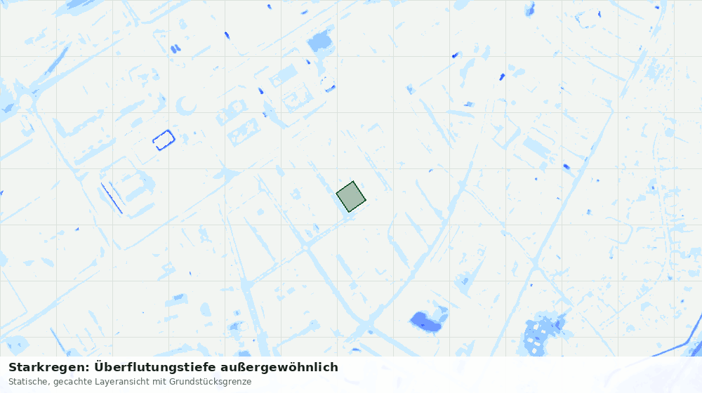 Statische Kartenansicht: Starkregen: Überflutungstiefe außergewöhnlich