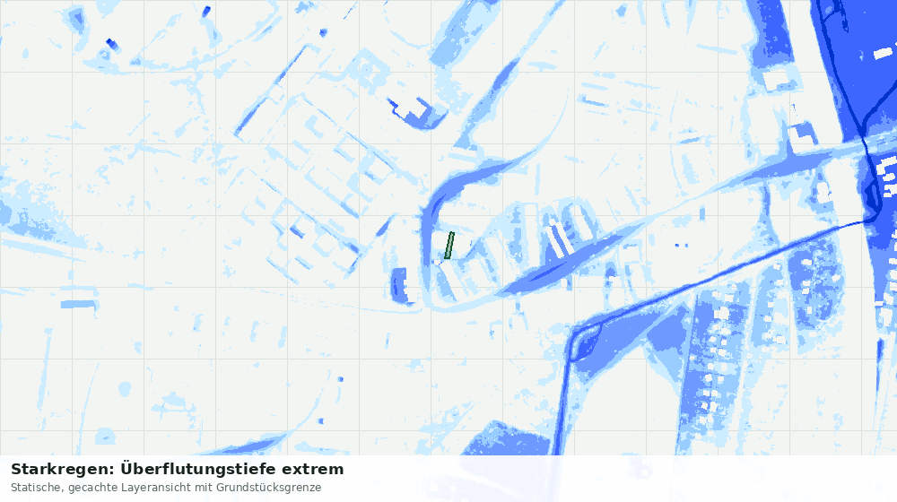 Statische Kartenansicht: Starkregen: Überflutungstiefe extrem