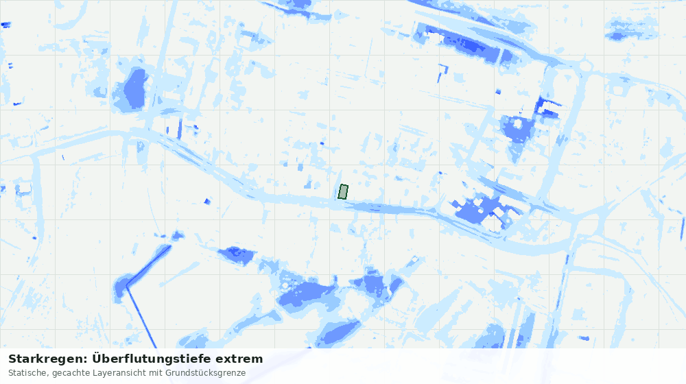 Statische Kartenansicht: Starkregen: Überflutungstiefe extrem