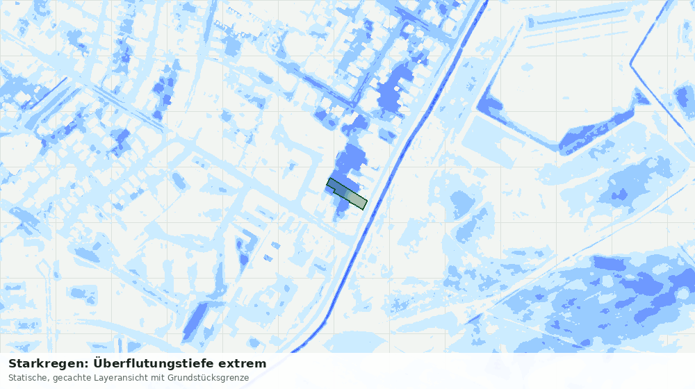 Statische Kartenansicht: Starkregen: Überflutungstiefe extrem