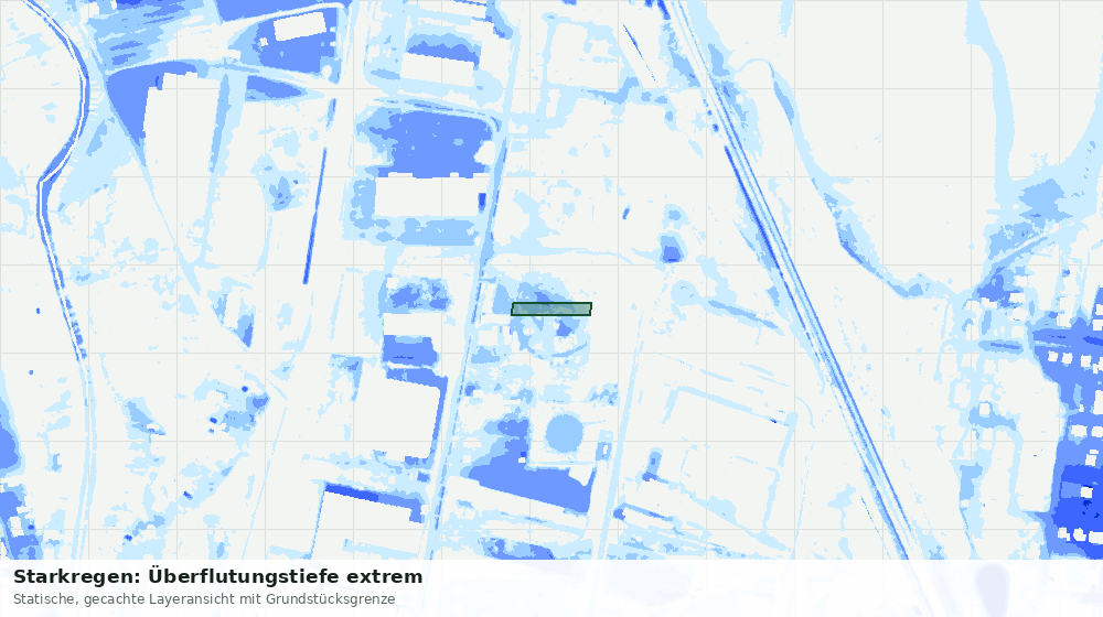 Statische Kartenansicht: Starkregen: Überflutungstiefe extrem