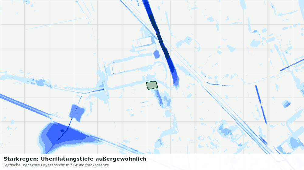 Statische Kartenansicht: Starkregen: Überflutungstiefe außergewöhnlich
