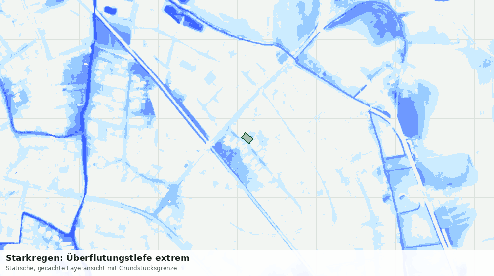 Statische Kartenansicht: Starkregen: Überflutungstiefe extrem