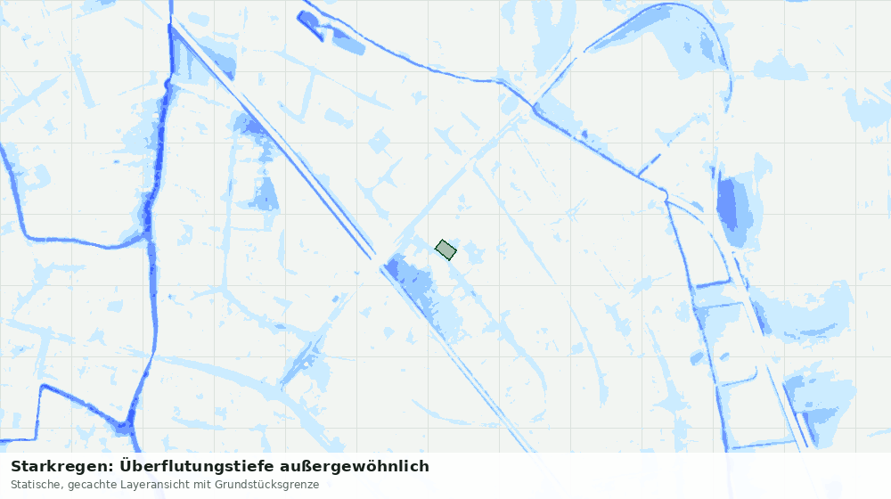 Statische Kartenansicht: Starkregen: Überflutungstiefe außergewöhnlich