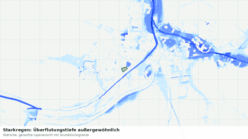 Statische Kartenansicht: Starkregen: Überflutungstiefe außergewöhnlich