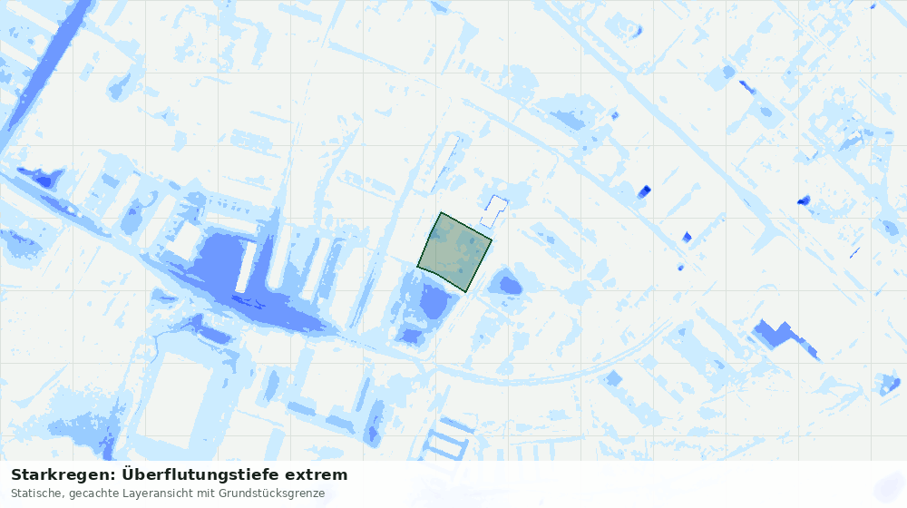 Statische Kartenansicht: Starkregen: Überflutungstiefe extrem