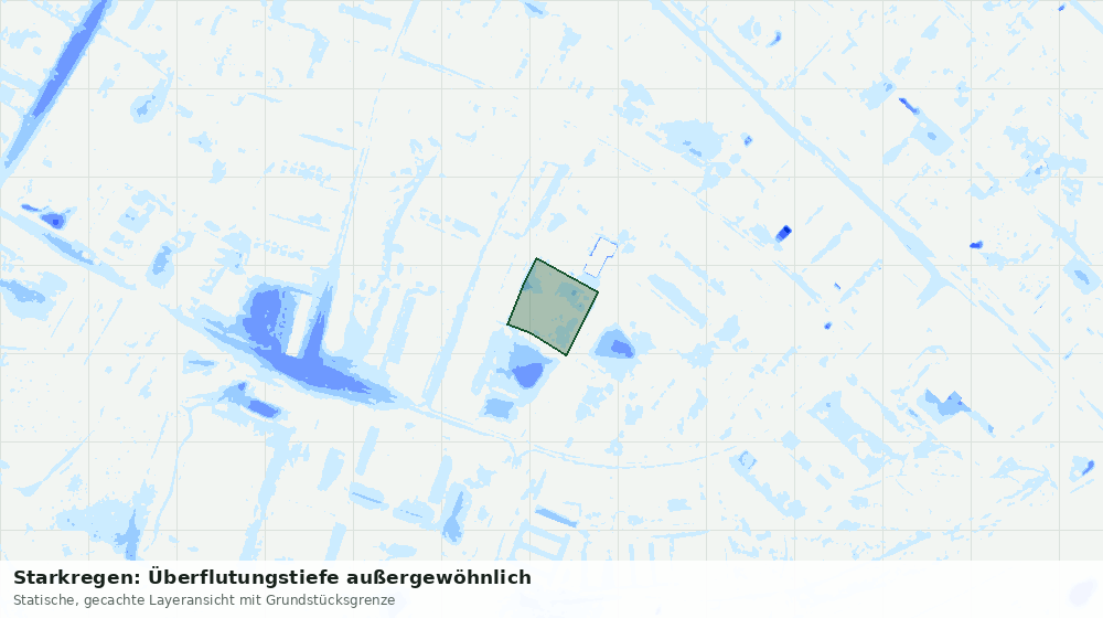 Statische Kartenansicht: Starkregen: Überflutungstiefe außergewöhnlich