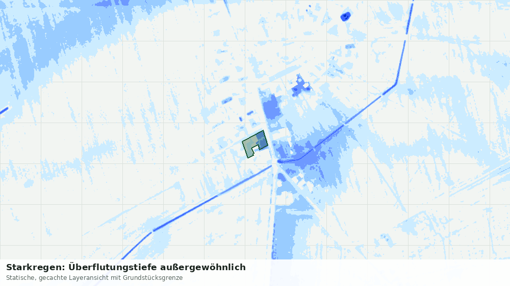 Statische Kartenansicht: Starkregen: Überflutungstiefe außergewöhnlich