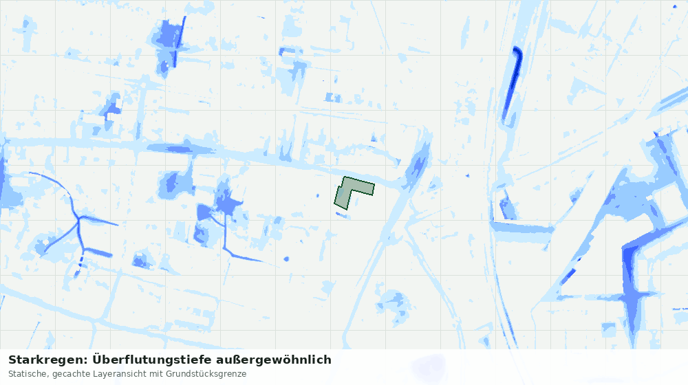 Statische Kartenansicht: Starkregen: Überflutungstiefe außergewöhnlich