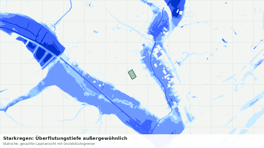 Statische Kartenansicht: Starkregen: Überflutungstiefe außergewöhnlich