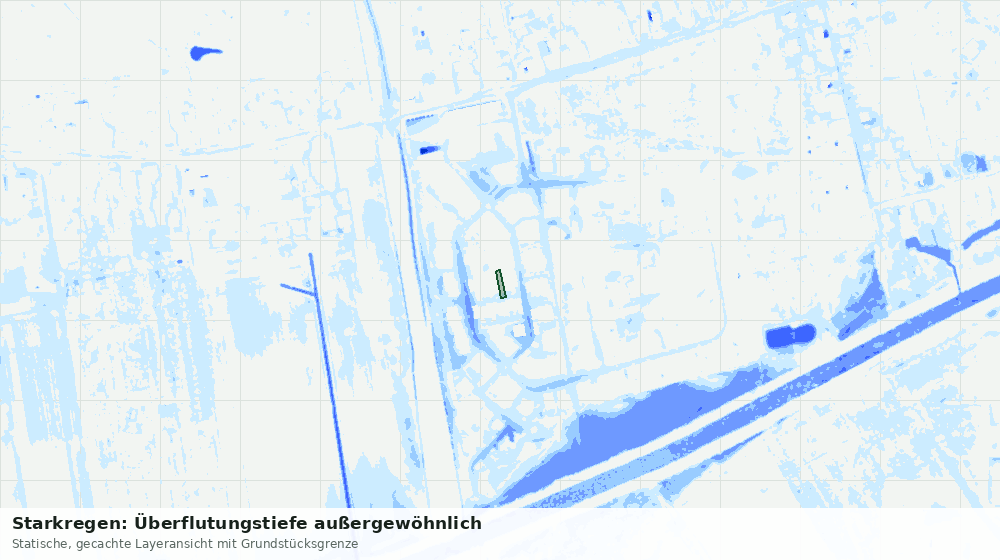 Statische Kartenansicht: Starkregen: Überflutungstiefe außergewöhnlich