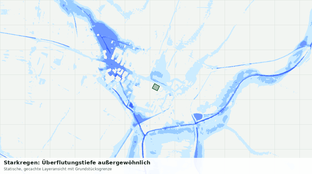 Statische Kartenansicht: Starkregen: Überflutungstiefe außergewöhnlich