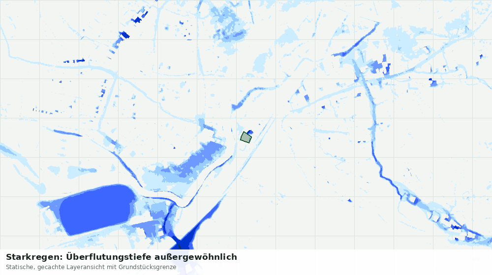 Statische Kartenansicht: Starkregen: Überflutungstiefe außergewöhnlich