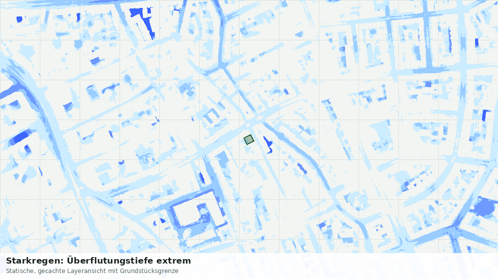 Statische Kartenansicht: Starkregen: Überflutungstiefe extrem