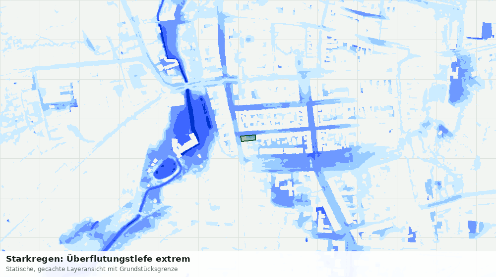 Statische Kartenansicht: Starkregen: Überflutungstiefe extrem
