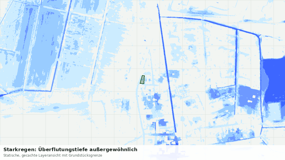 Statische Kartenansicht: Starkregen: Überflutungstiefe außergewöhnlich