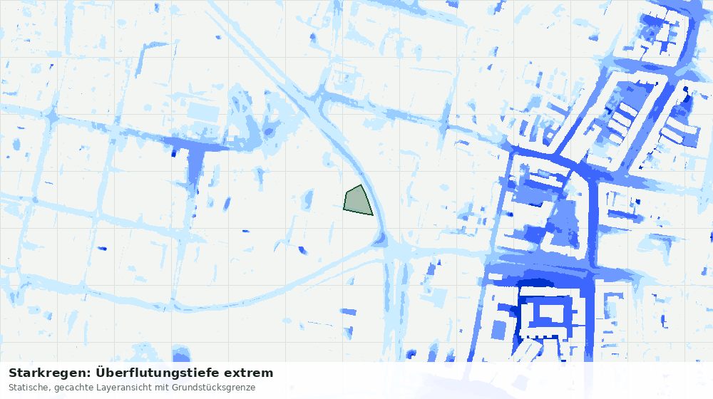 Statische Kartenansicht: Starkregen: Überflutungstiefe extrem