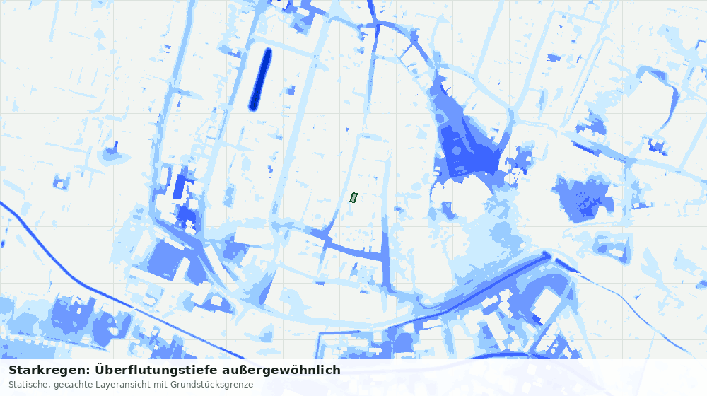 Statische Kartenansicht: Starkregen: Überflutungstiefe außergewöhnlich