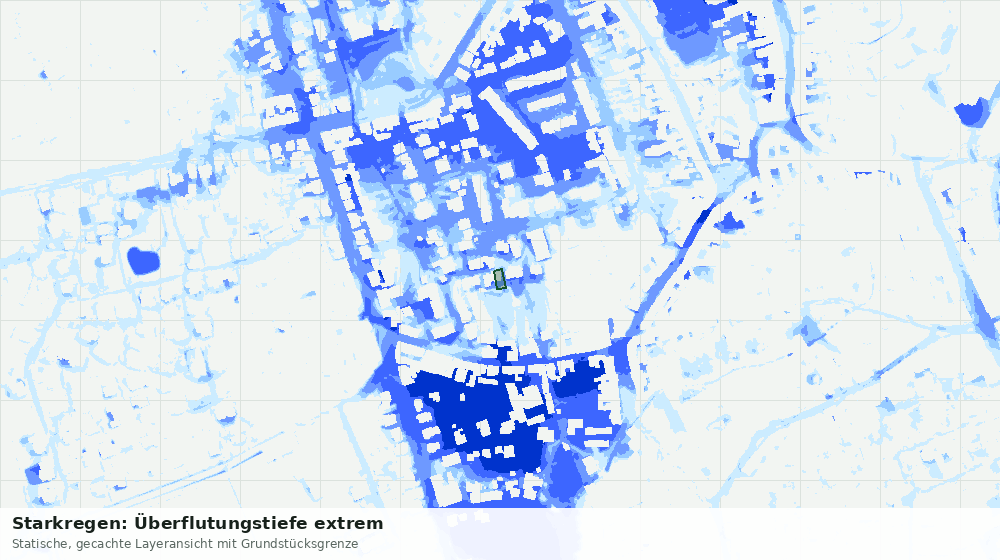 Statische Kartenansicht: Starkregen: Überflutungstiefe extrem