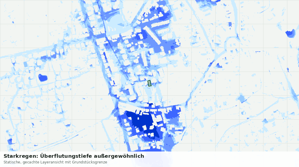 Statische Kartenansicht: Starkregen: Überflutungstiefe außergewöhnlich